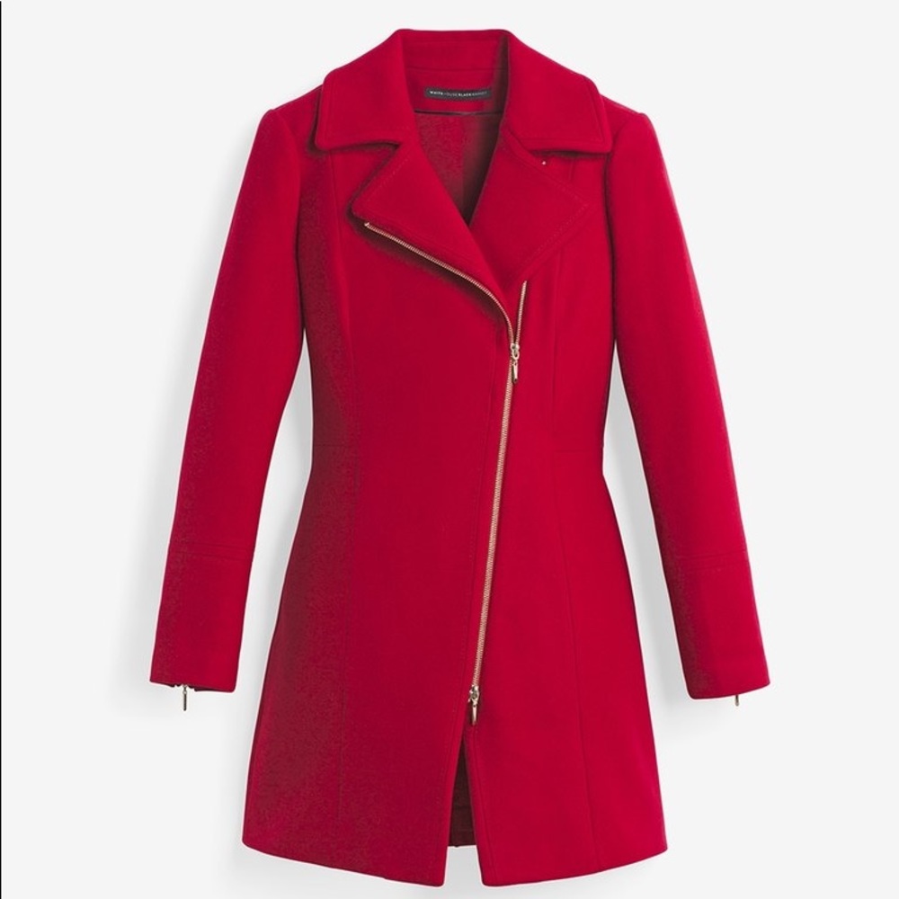White House black market zip front red coat